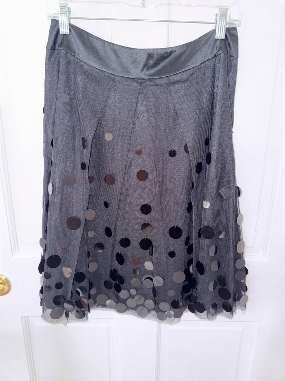 Ann Taylor Black Sequin Dot Circle Skirt